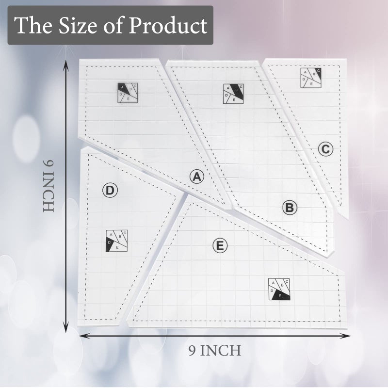 Hovesty Quilting Rulers and Templates  5Pcs Creative Quilting Cutting Template Quilt Templates Acrylic for Cutting Patterns  Quilt Ruler Set Quilting Supplies for Sewing Machine Cutting Mats  Arts and Crafts - Image 2